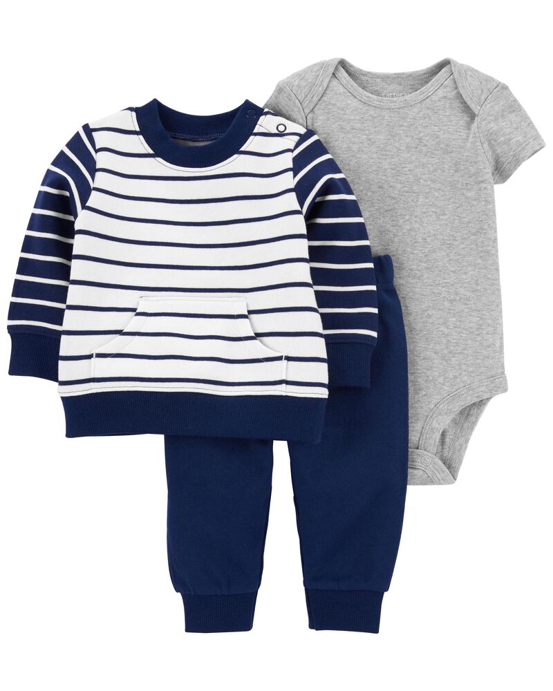 CONJUNTO CON POLERA RAYADA AZUL