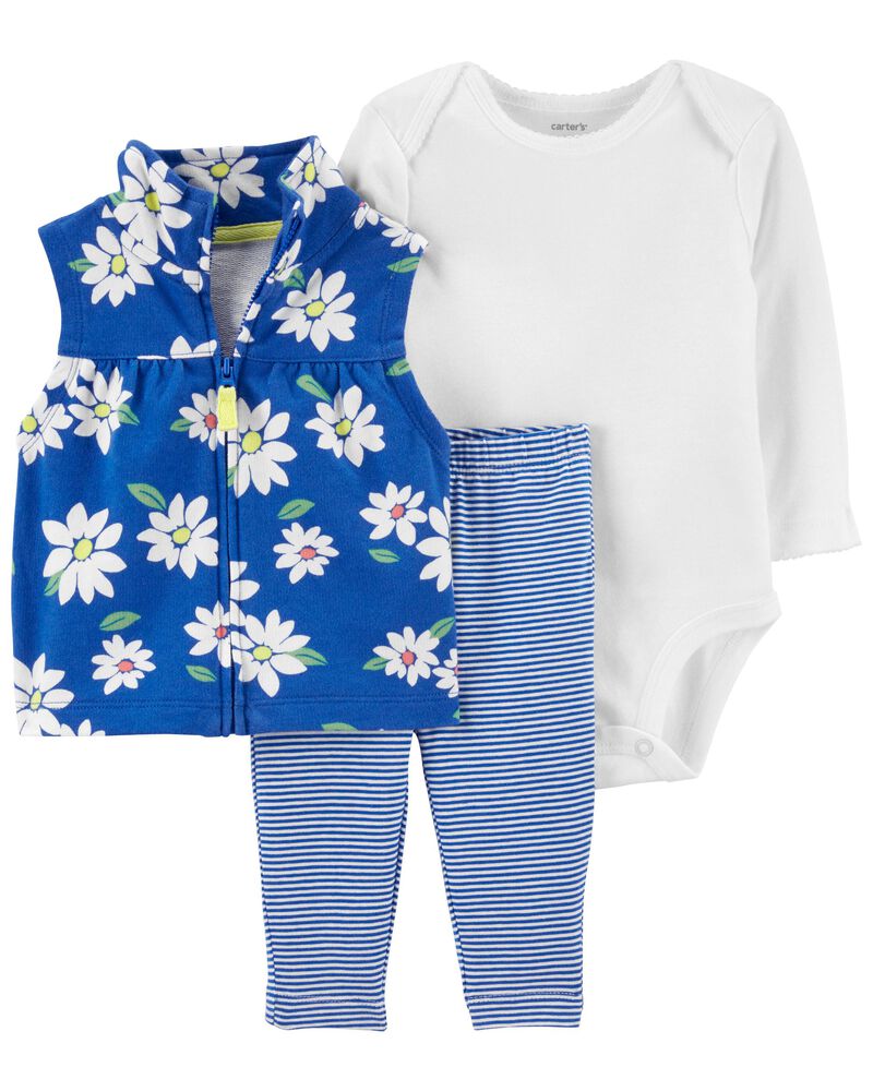 CONJUNTO CON CHALECO – AZUL FLORAL