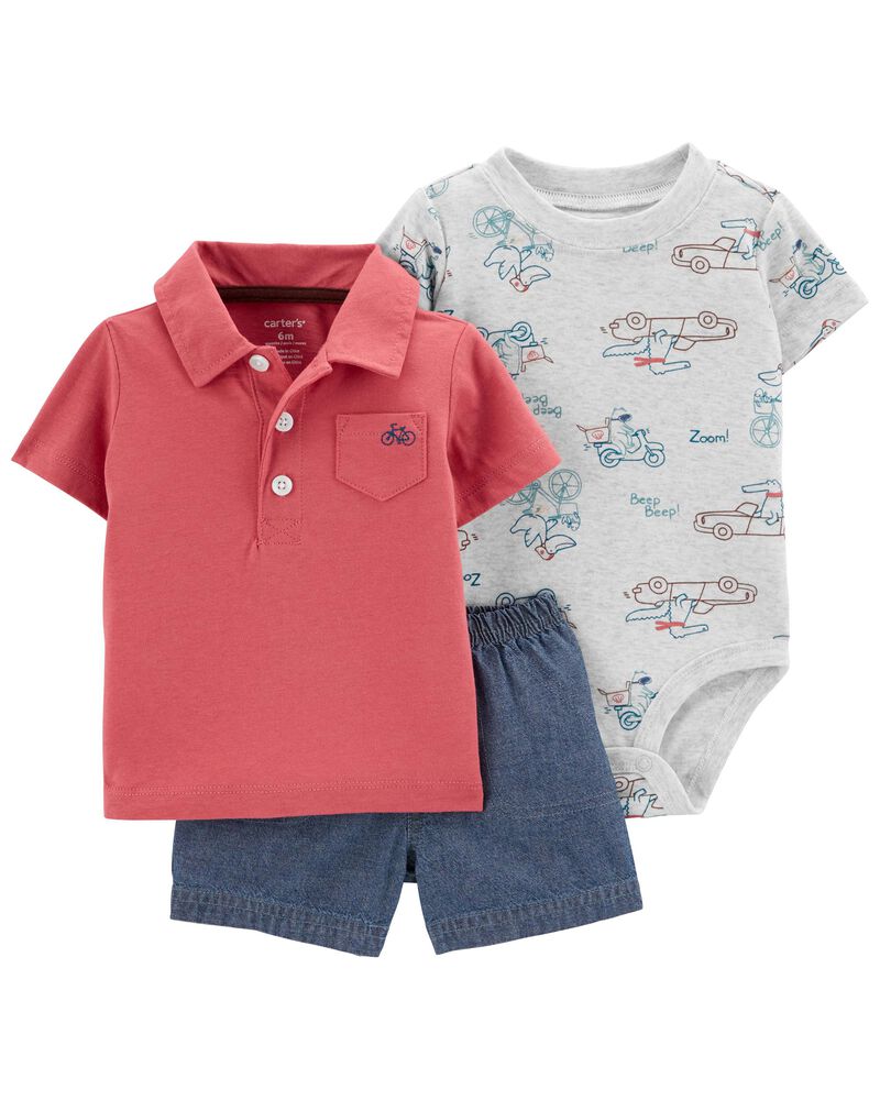 CONJUNTO CORTO CAMISA CORAL