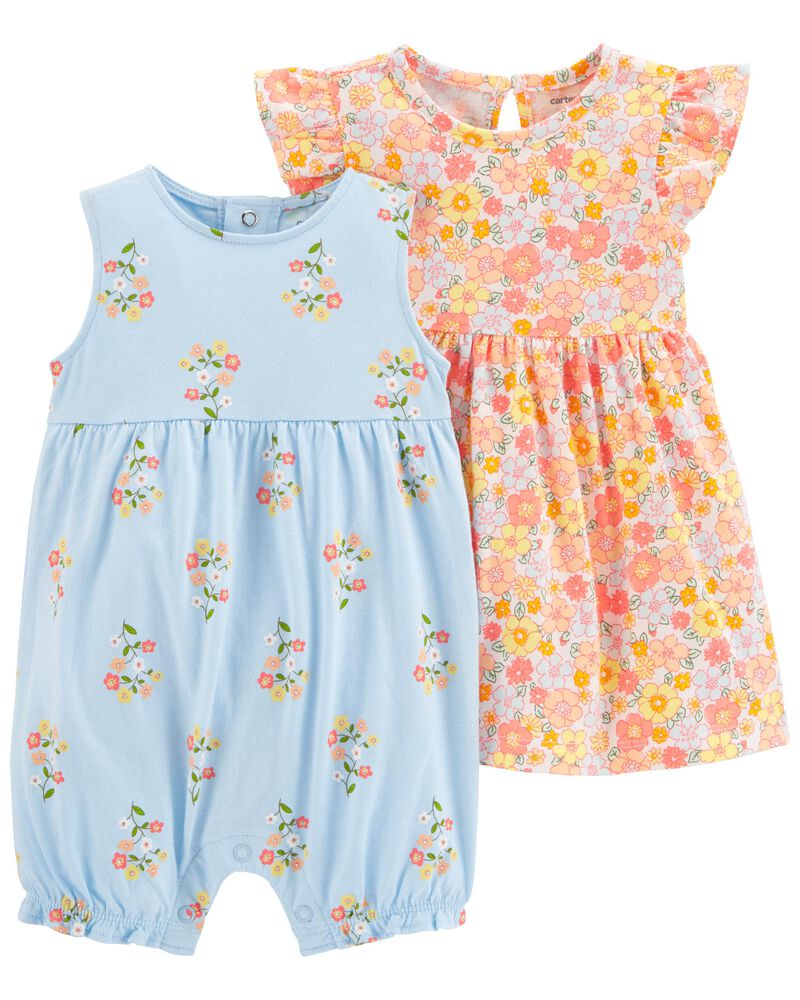 PACK DE ROMPER + VESTIDO FLORAL