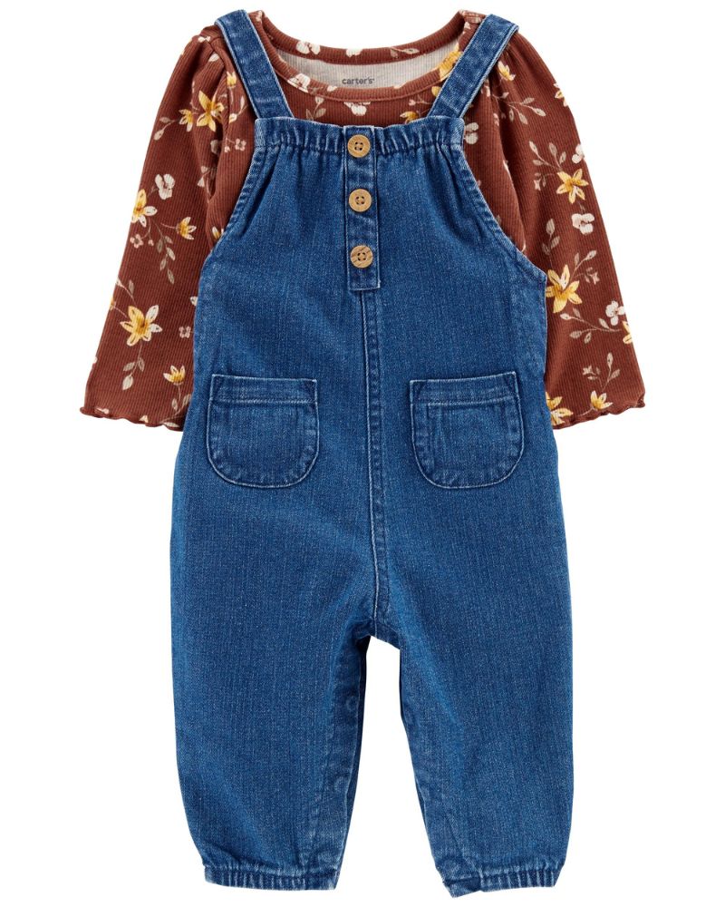 CONJUNTO – OVEROL JEAN Y BODY FLORAL
