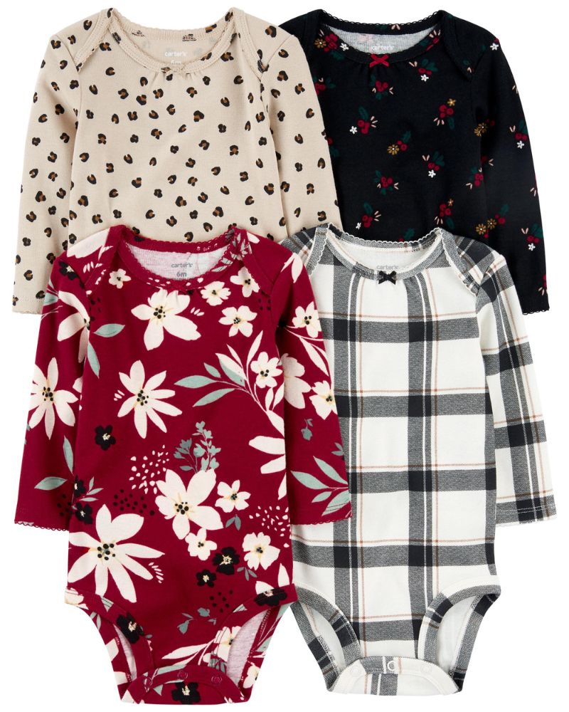 PACK DE BODYS ML FLORAL ROJO