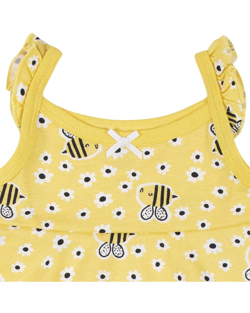 PACK X3 – VESTIDO, SOMBRERO Y COBERTOR DE PAÑAL – ABEJITAS