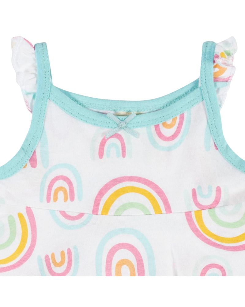 PACK X3 – VESTIDO, SOMBRERO Y COBERTOR DE PAÑAL – ARCOIRIS