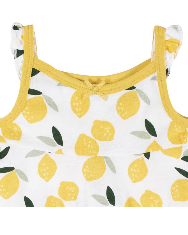 PACK X3 – VESTIDO, SOMBRERO Y COBERTOR DE PAÑAL – LIMONES