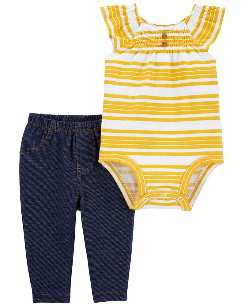 CONJUNTO X2 PIEZAS – RAYAS AMARILLAS