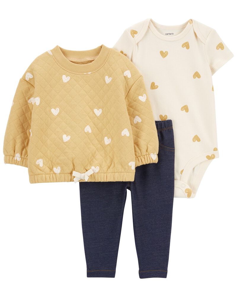 CONJUNTO CON POLERA AMARILLA CORAZONES