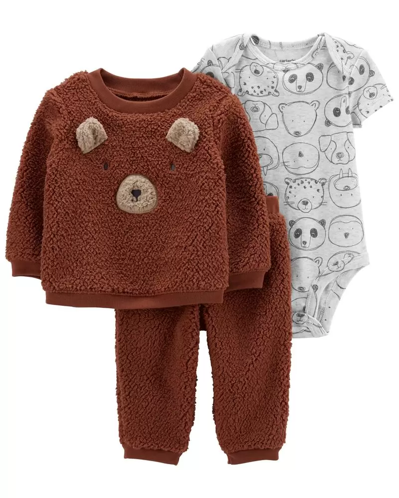 CONJUNTO CON POLERA OSO MARRON