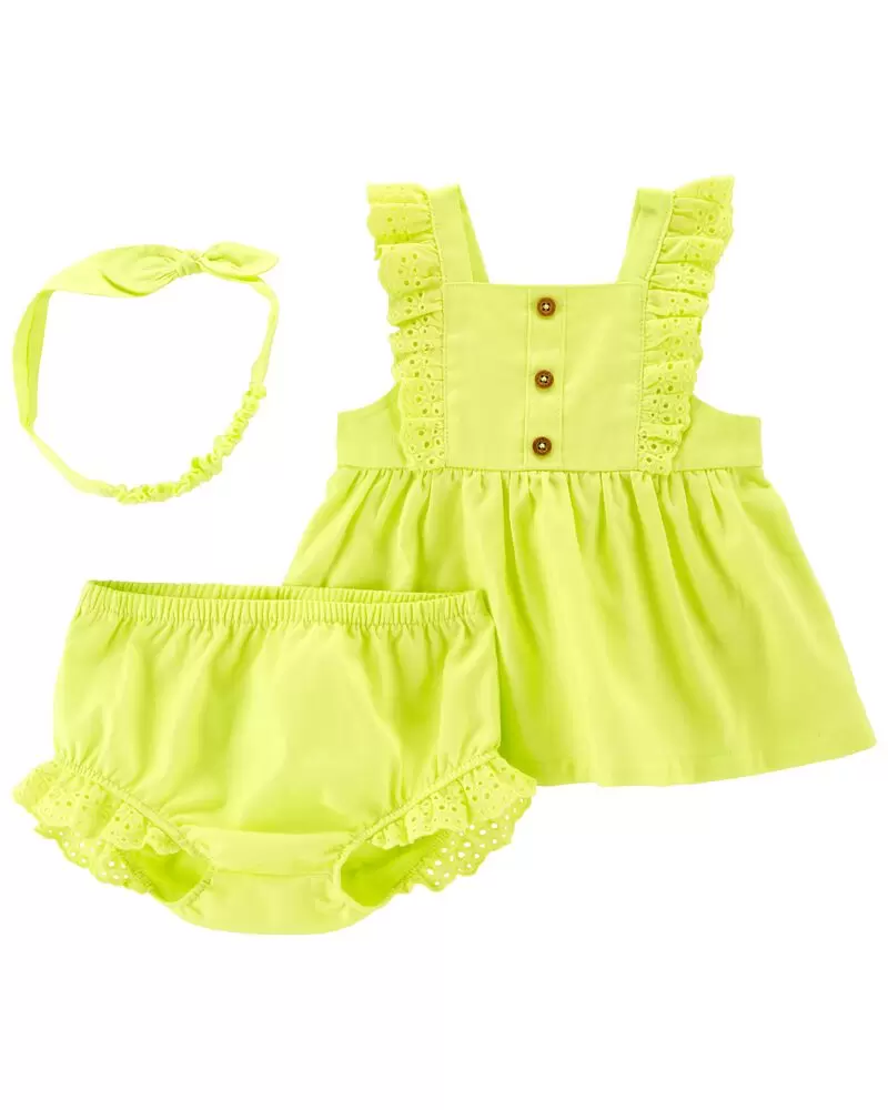 CONJUNTO CORTO VERDE LIMÓN CON DIADEMA