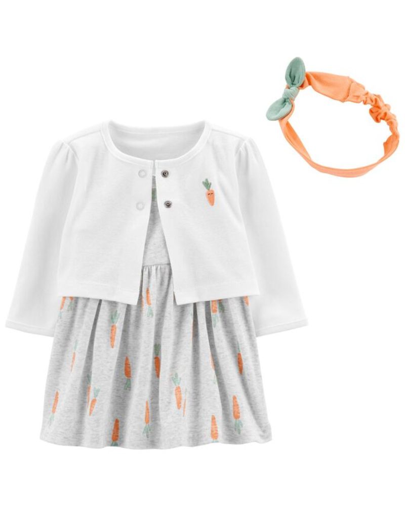 CONJUNTO X3 CON DIADEMA ZANAHORIA