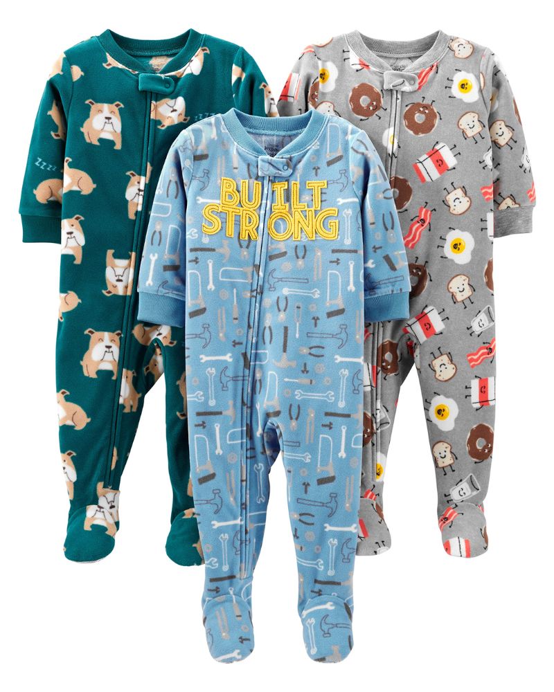 PACK X3 – PIJAMAS MICROPOLAR – BULLLDOG, DESAYUNO