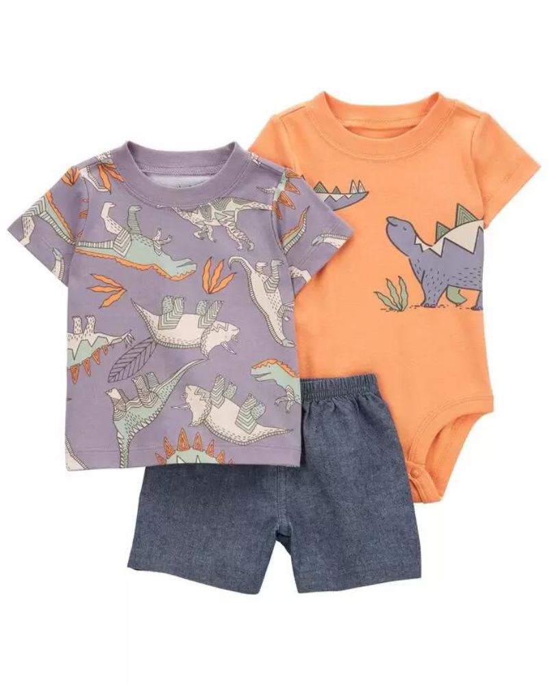 CONJUNTO X3 DINOSAURIOS MORADO