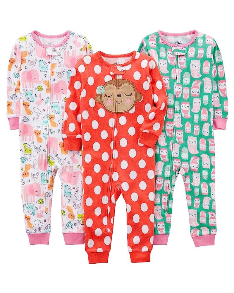 PACK X3 PIJAMAS : MONITA, FLORES Y BUHITOS
