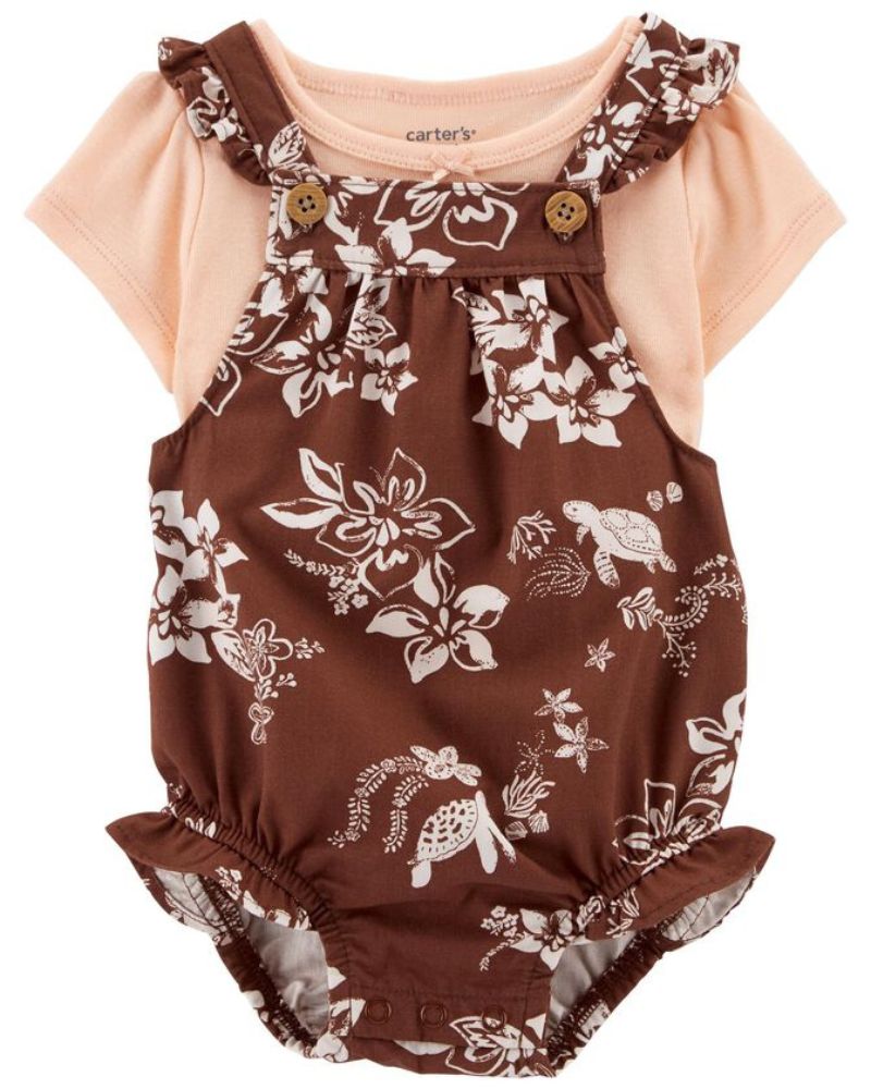 CONJUNTO X2 PIEZAS – FLORAL MARRÓN